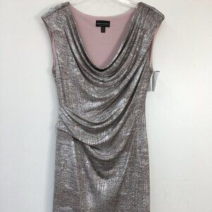 Connected Apparel Drop Scoop Neck Metallic Shine Formal Dress Size 10P
